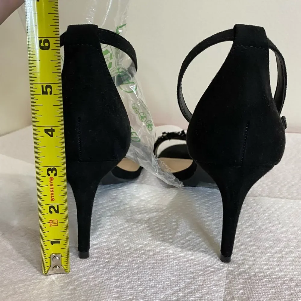 Kelly & Katie Kirstie black suede leather heel sandals 9.5